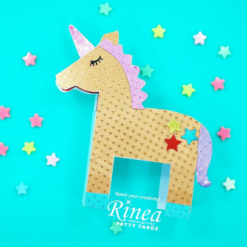 A beautiful Unicorn BOX CARD with Rinea Foils! (VIDEO) by Patty Tanúz | Rinea