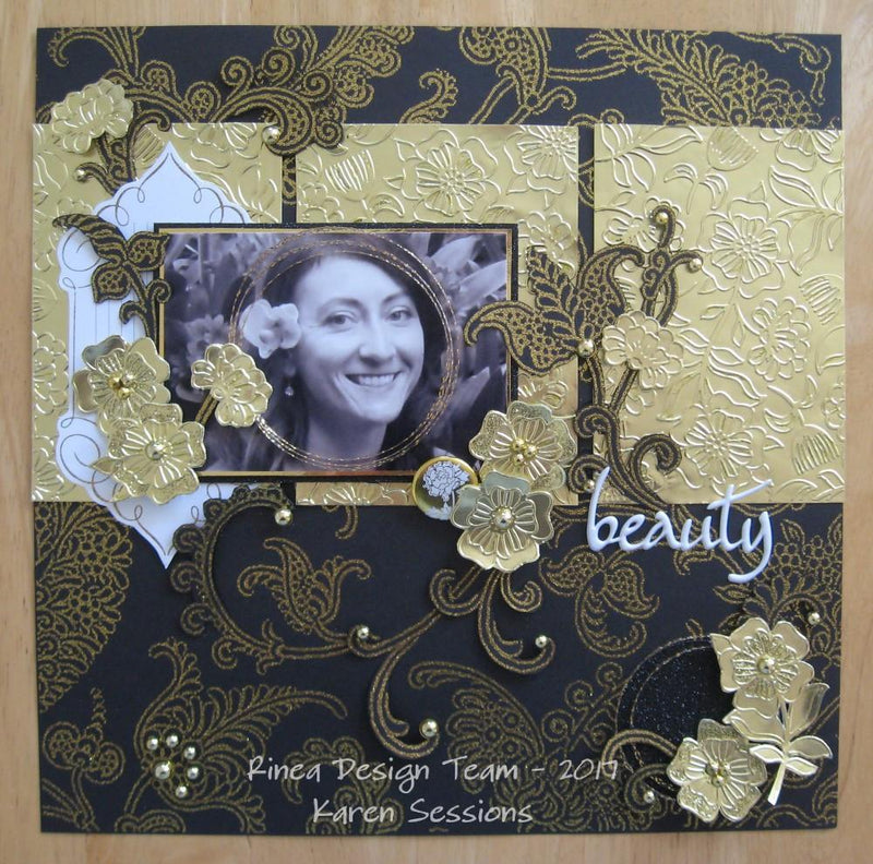 Beauty in Gold Scrapbook Page | Rinea