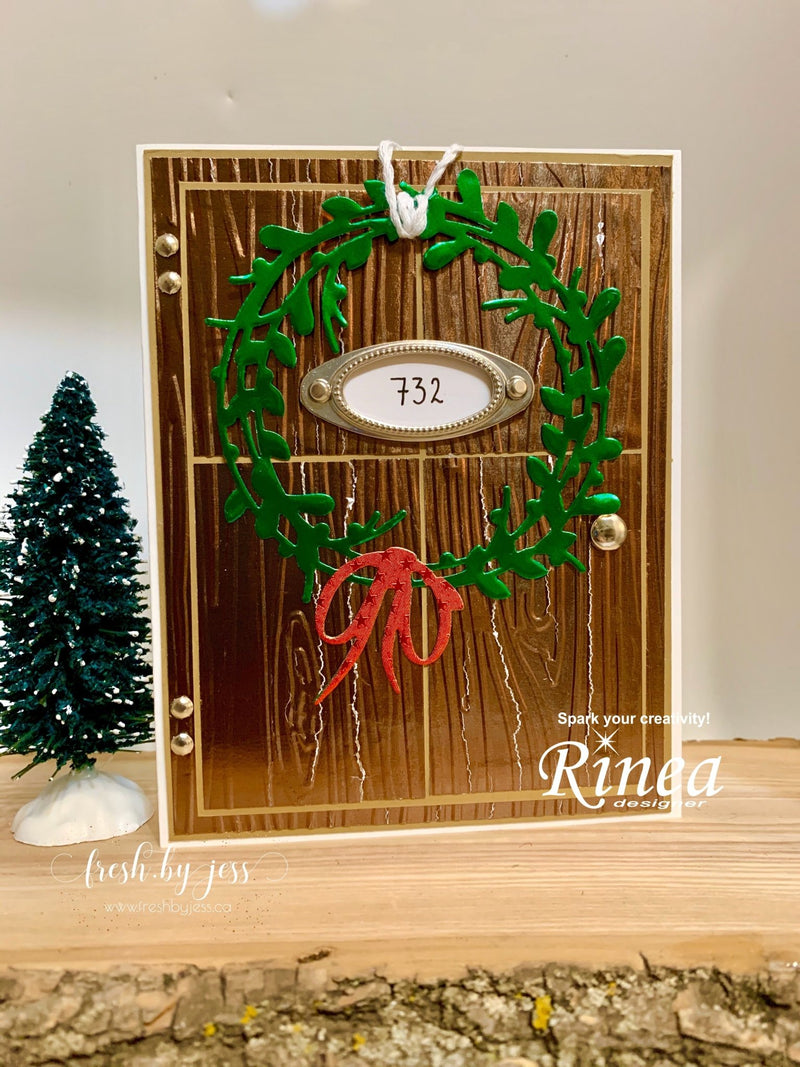 Christmas Wreath Door Card by Jess | Rinea