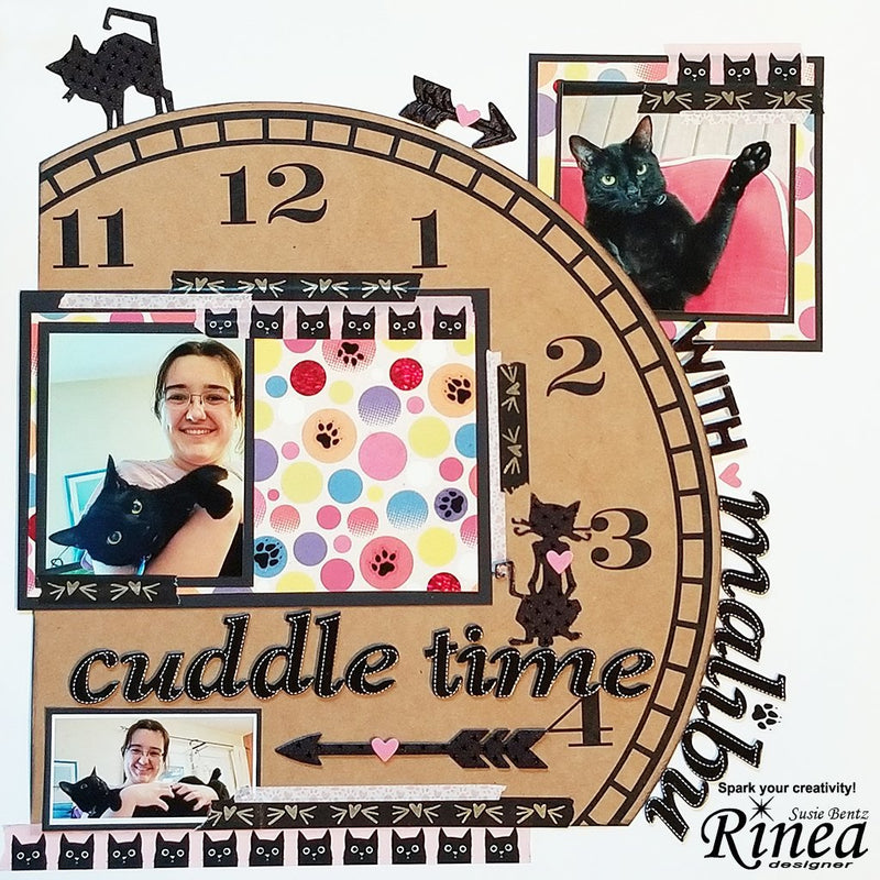 Create a Cat Scrapbook Page with Rinea Foiled Paper | Rinea
