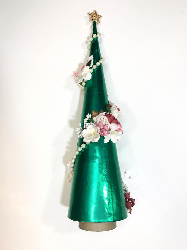 DIY Green Foil Cone Christmas Tree | Rinea