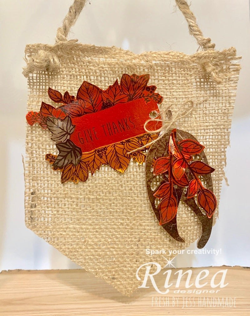 Fall Greetings Burlap Pennant by Jess | Rinea