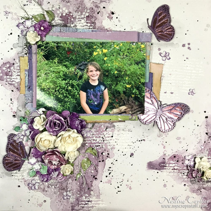 ﻿How To Add Rinea Foiled Paper To Chipboard For A Mixed Media Layout by Nadine Carlier | Rinea