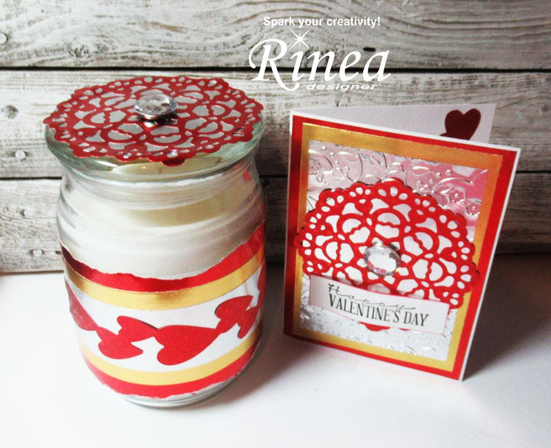 How To Decorate A Candle And A Matching Card For Valentine's Day by Steph Ackerman | Rinea