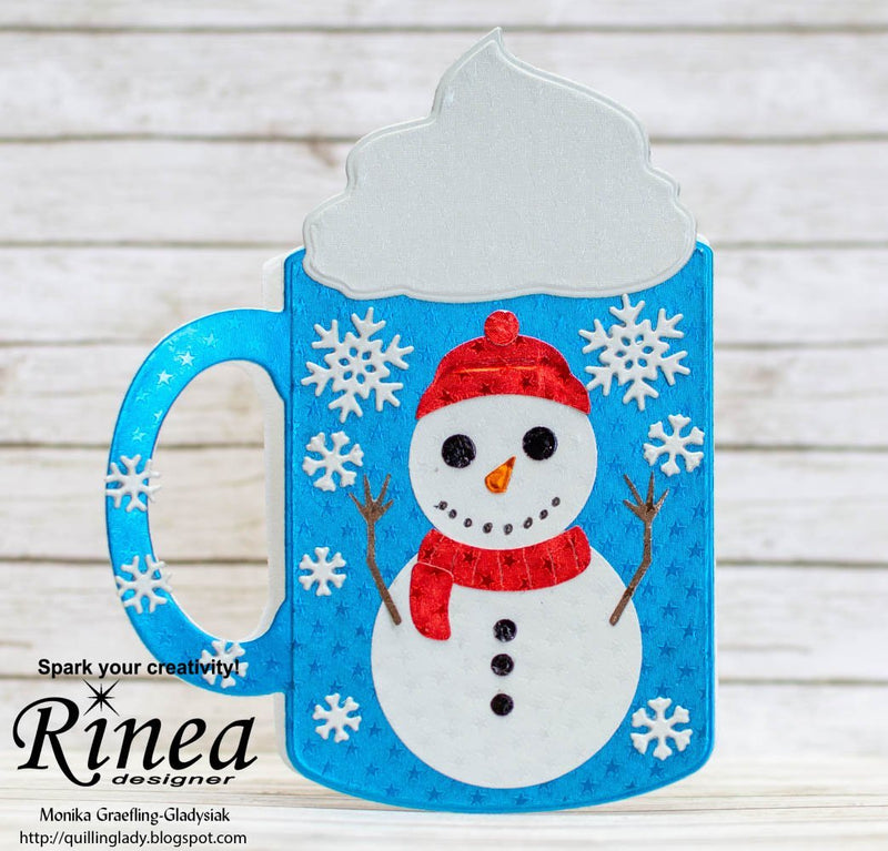 How To Make A Christmas Mug Card With A Snowman By Monika Graefling-Gladysiak | Rinea