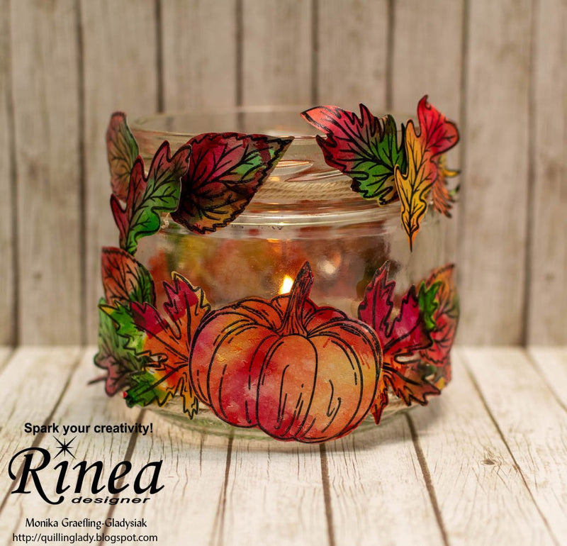 How To Make A Fall Candle Holder Using Alcohol Markers by Monika Graefling-Gladysiak | Rinea