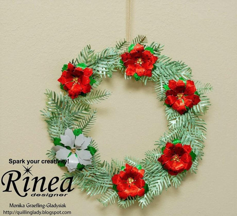 How To Make A Mini Christmas Wreath With Poinsettias by Monika Graefling-Gladysiak | Rinea