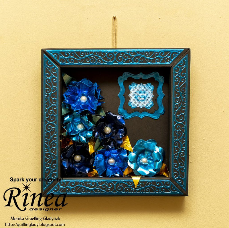 How to Make a Shadow Box Frame with Blue Flowers<br/><small> by Monika Graefling-Gladysiak</small> | Rinea