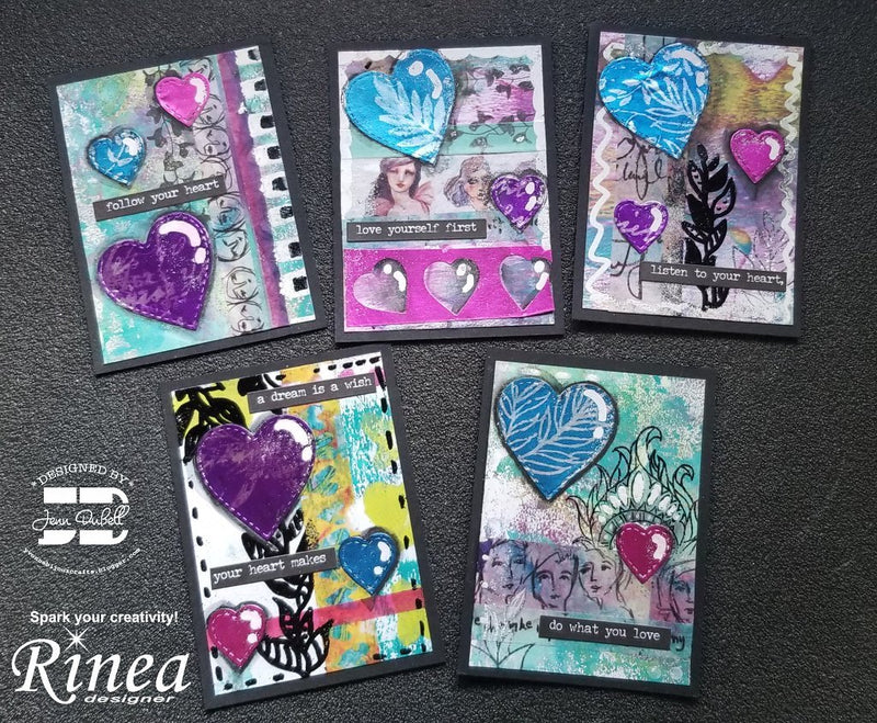 How To Use Rinea Foiled Papers with ATC's by Jenn DuBell | Rinea