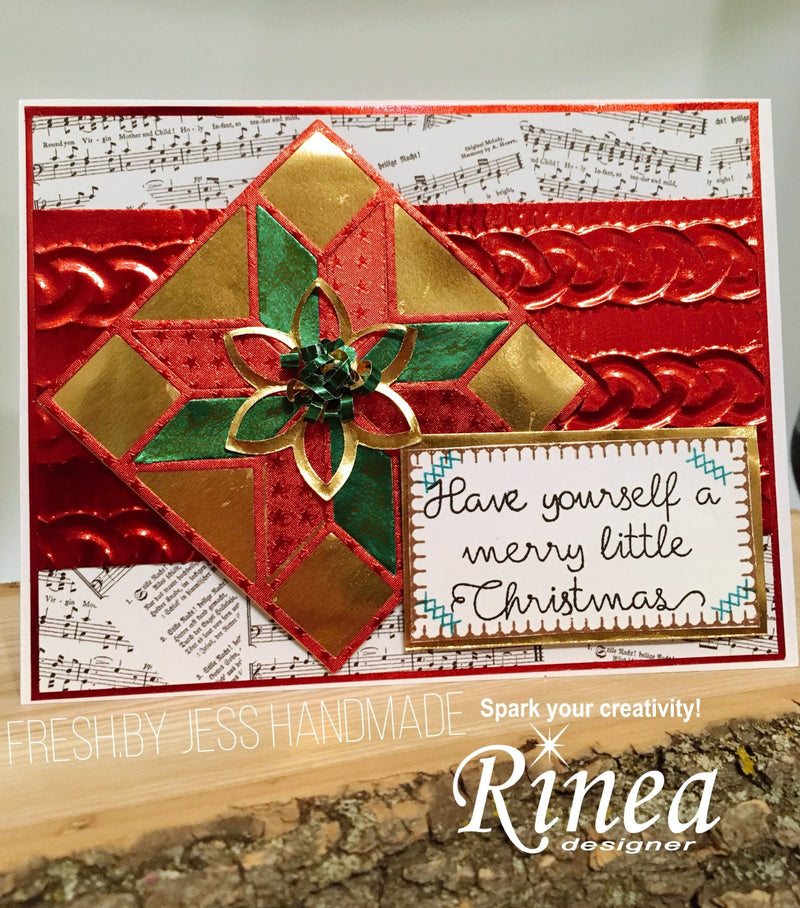 Quilted Christmas Present Card by Jess | Rinea
