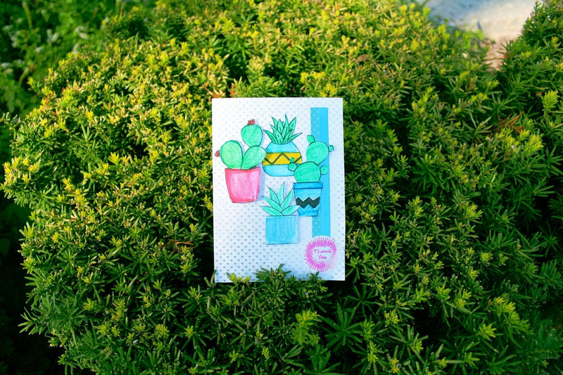 Succulent Thank You Card with Rinea and Joy Clair Stamps by Betzys Designs | Rinea