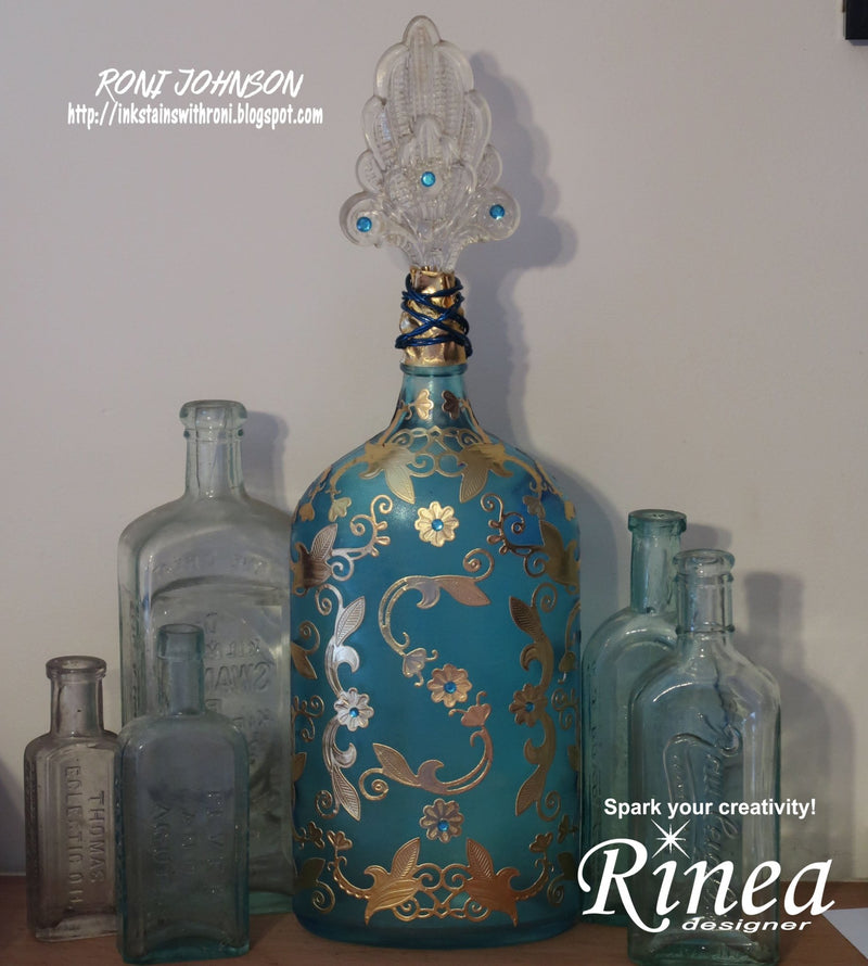 Vintage Faux Ormolu Altered Bottle by Roni | Rinea
