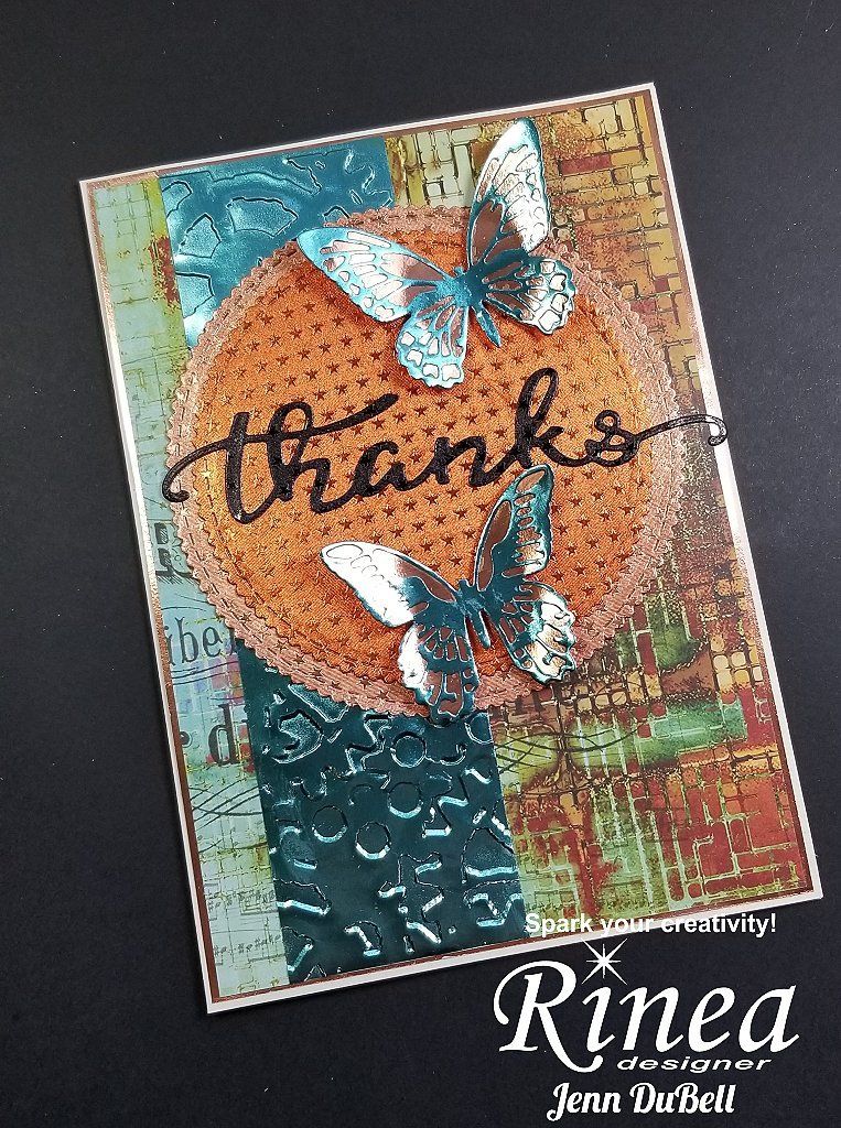 A Beautiful Grunge Card Using Rinea Foiled Paper by Jenn DuBell | Rinea
