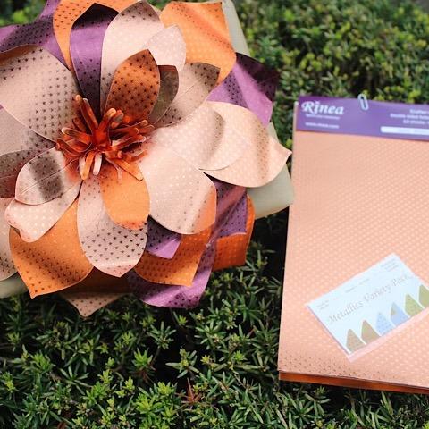 Big Flower with Fall Colors Using Rinea Foiled Paper by Betzy's Design