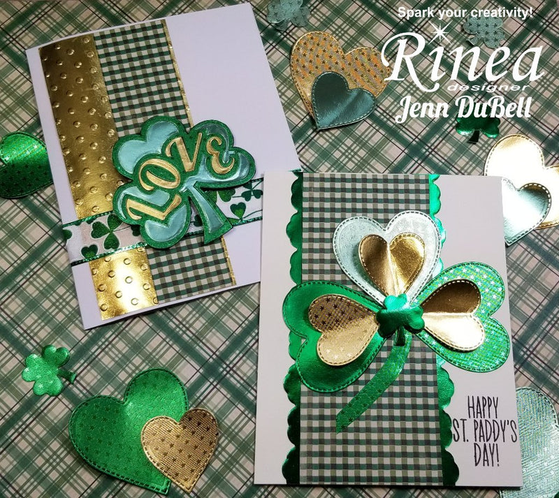 Building St. Paddy's Day Cards with Rinea Foiled Paper by Jenn DuBell | Rinea