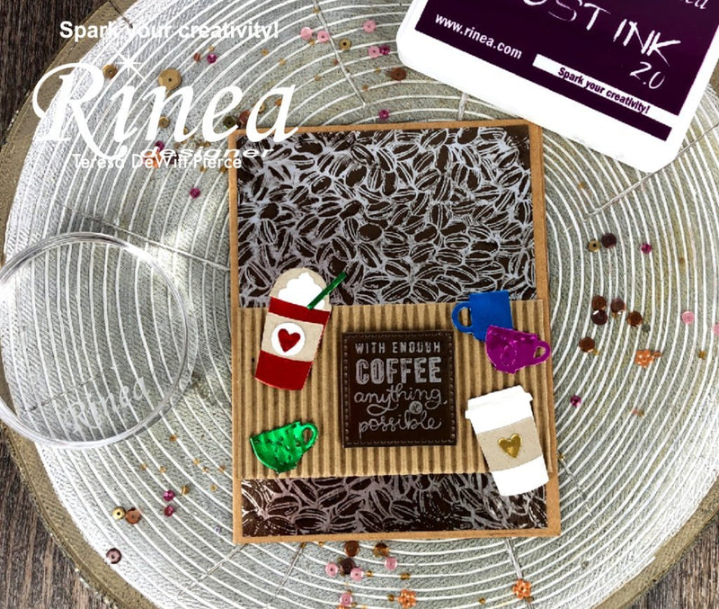 Coffee Themed Card by Teresa + Video Tutorial | Rinea