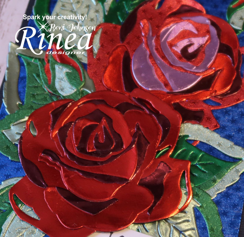 Create Amazing Rose Cards Using Rinea Foiled Papers and Sizzix Thinlits <br><small>by Roni Johnson</Small> | Rinea