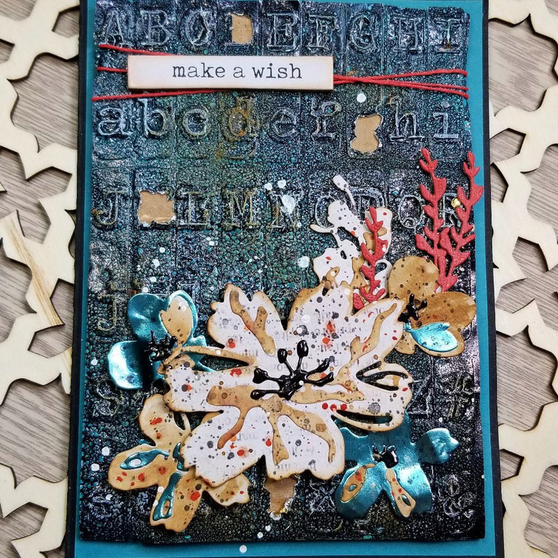Distress and Rinea Foiled Paper Grungy Card by Jenn DuBell | Rinea