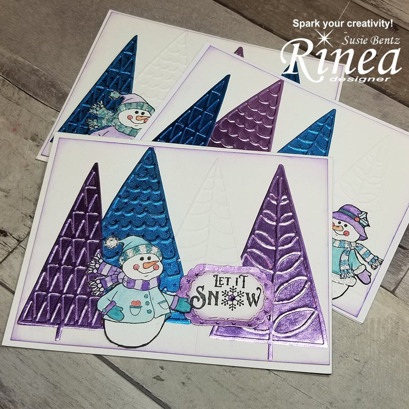 Emboss a Winter Wonderland Card with Rinea Foiled Paper by Susie Bentz | Rinea