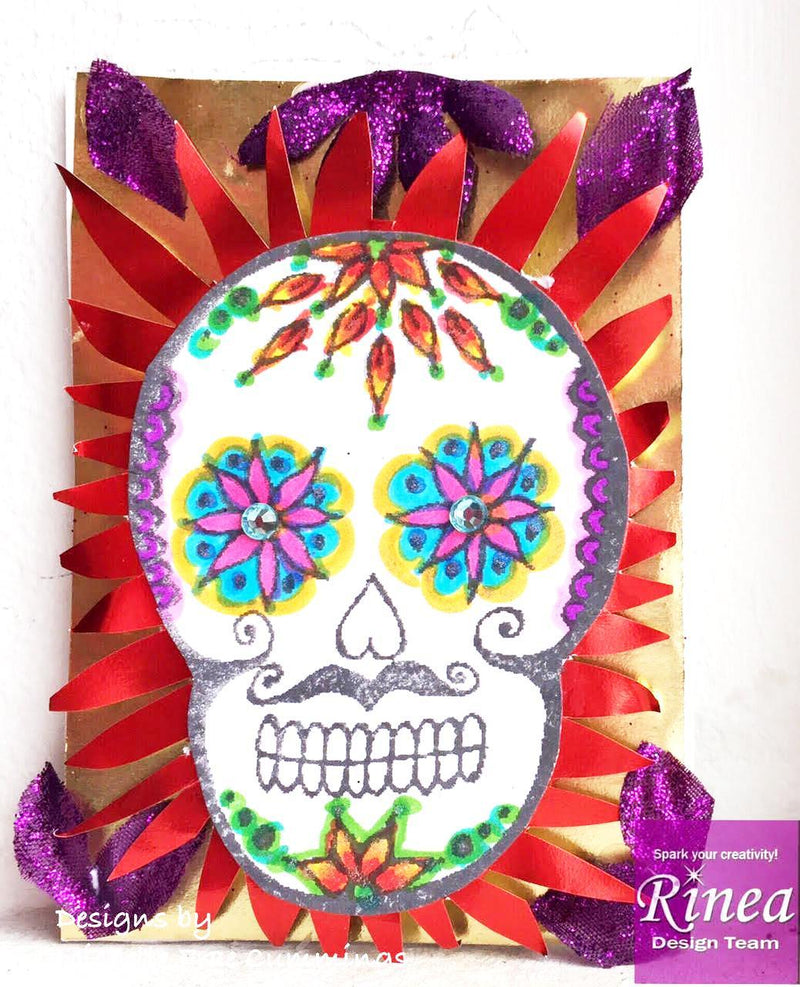 Flaming Day of the Dead ATC Shrine | Rinea