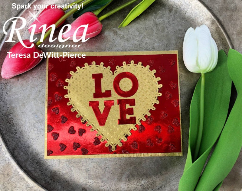 Foil & Glitter Valentine's card by Teresa | Rinea