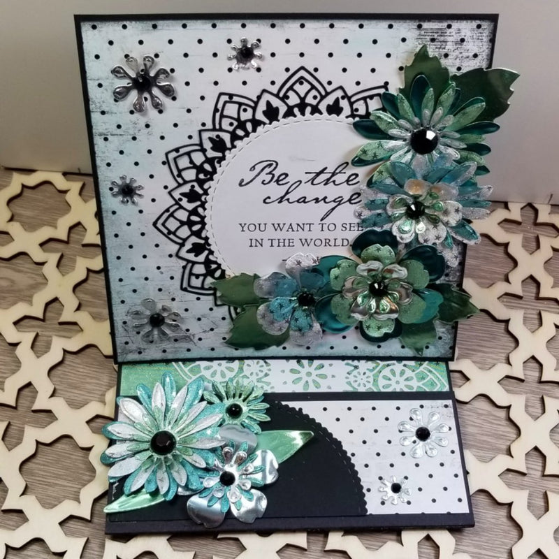 Foiled Floral Easel Card by Jenn DuBell | Rinea