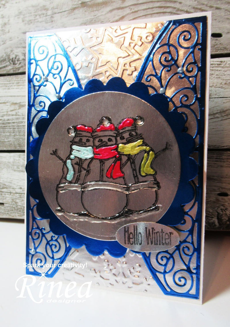 Hello Winter Card With Joy Clair Stamps by Steph Ackerman | Rinea
