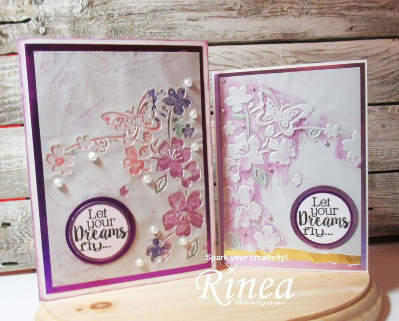 How To Create 2 Different Cards With One Embossing Folder by Steph Ackerman | Rinea