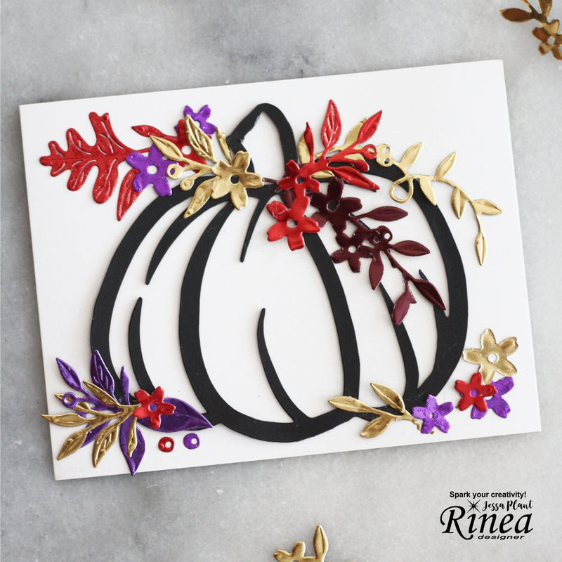 How To Create A Foiled Floral Pumpkin Card<br/><small> by Jessa Plant</small> | Rinea