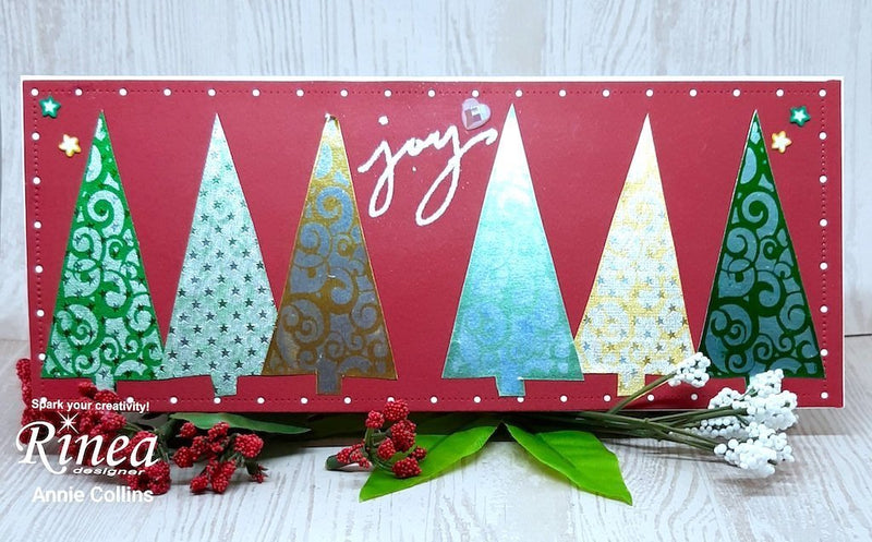 How to Create a Slimline Christmas Tree Card by Annie Collins | Rinea