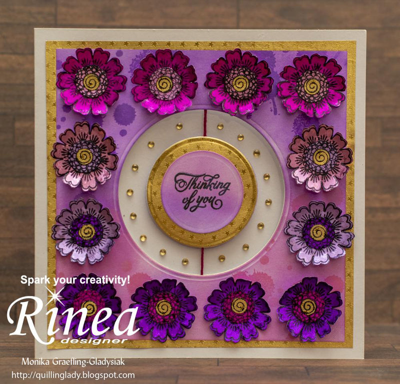 How to Create a Spinner Card with Flowers by Monika Graefling-Gladysiak | Rinea