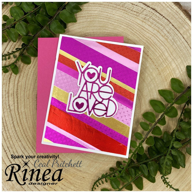 How To Create A Striped Foiled Valentines Card by Ceal Pritchett | Rinea