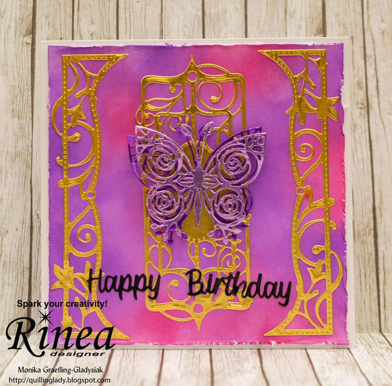 How To Make A Purple Butterfly Card by Monika Graefling-Gladysiak | Rinea