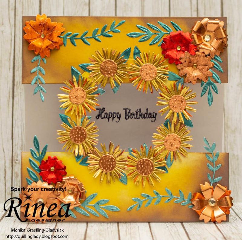 How To Make a Sunflower Wreath Card by Monika Graefling-Gladysiak | Rinea