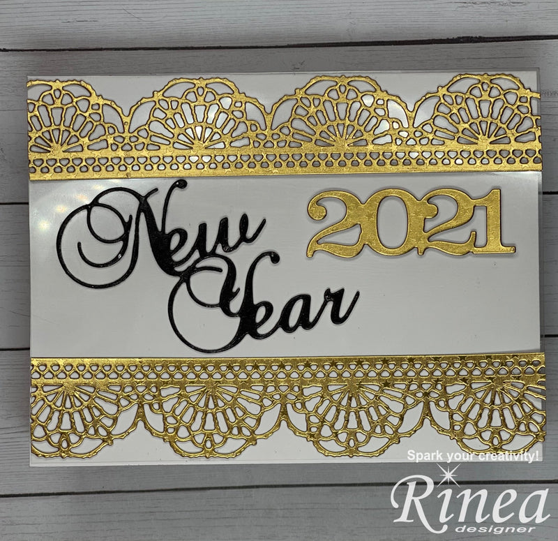 Live crafting with Rinea! An unexpected elegant New Years card using foiled papers and acetate. | Rinea