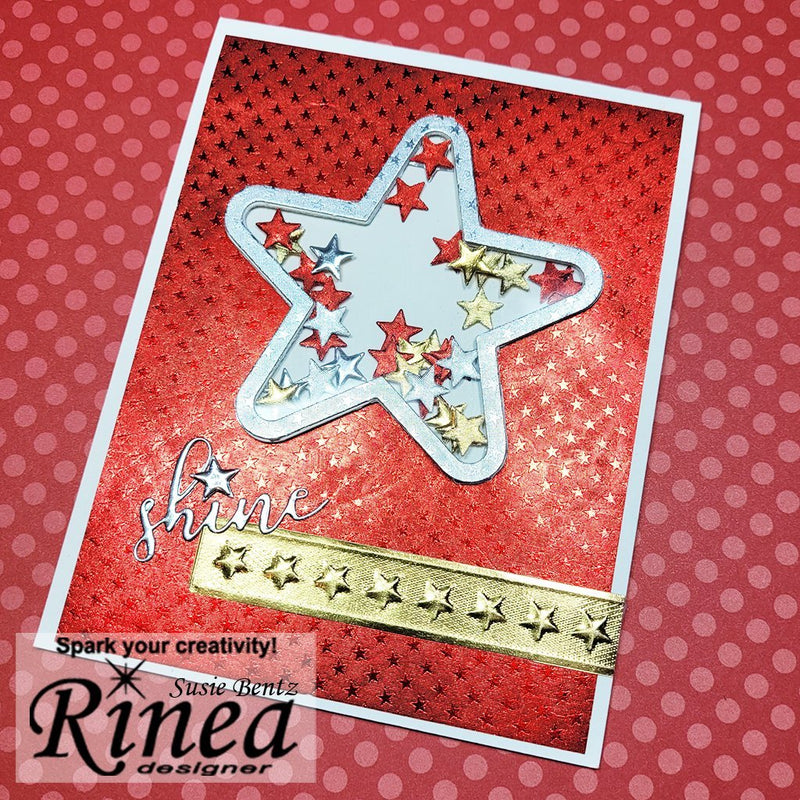 Make a Star Themed Shaker Card with Rinea Foiled Paper | Rinea