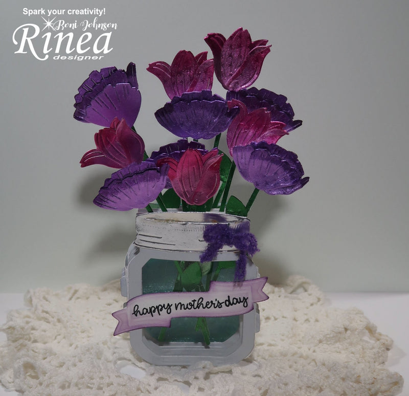 Make Mom Smile with a Flower Filled Mason Jar 3D Card <br><sm>By Roni Johnson</sm> | Rinea