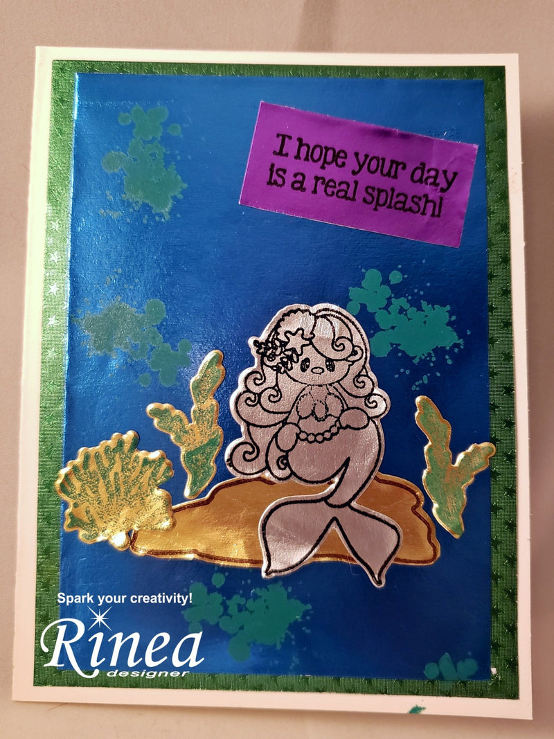 Mermaid Card Featuring StazOn Pigment Ink by Lorrie | Rinea