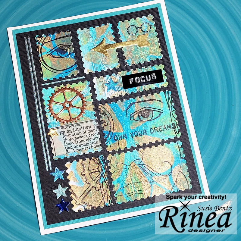 Mixed Media Gel Print Graduation Card | Rinea