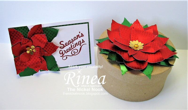 Poinsettia Card and Topper by Nancy | Rinea