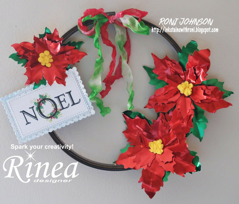 Poinsettia Embroidery Hoop Wreath by Roni | Rinea