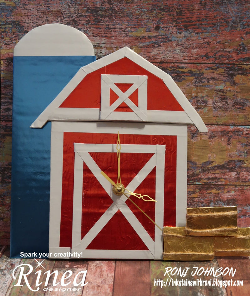 Rinea Foiled Paper Barn Clock by Roni Johnson | Rinea