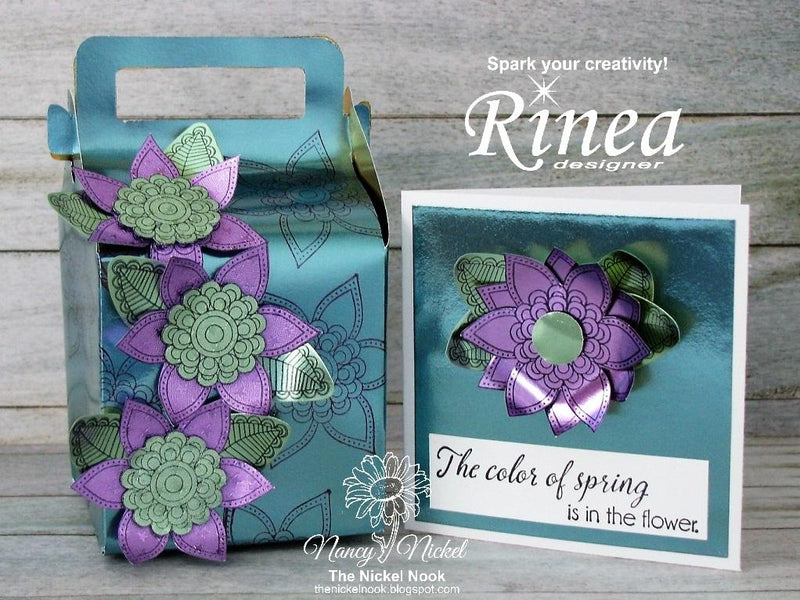Spring Flowers Gift Box and Card Tutorial by Nancy | Rinea